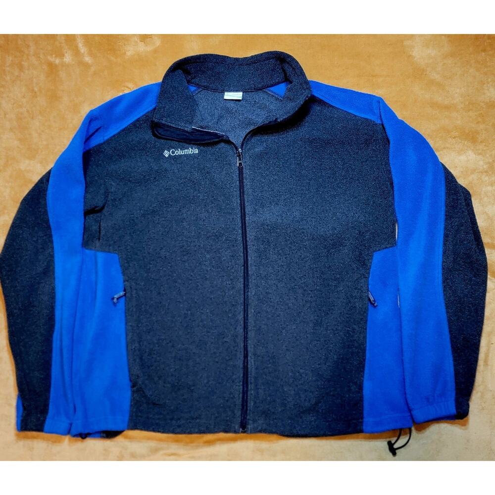 Columbia Men's Fleece Full Zip Up Jacket Blue Grey XXL